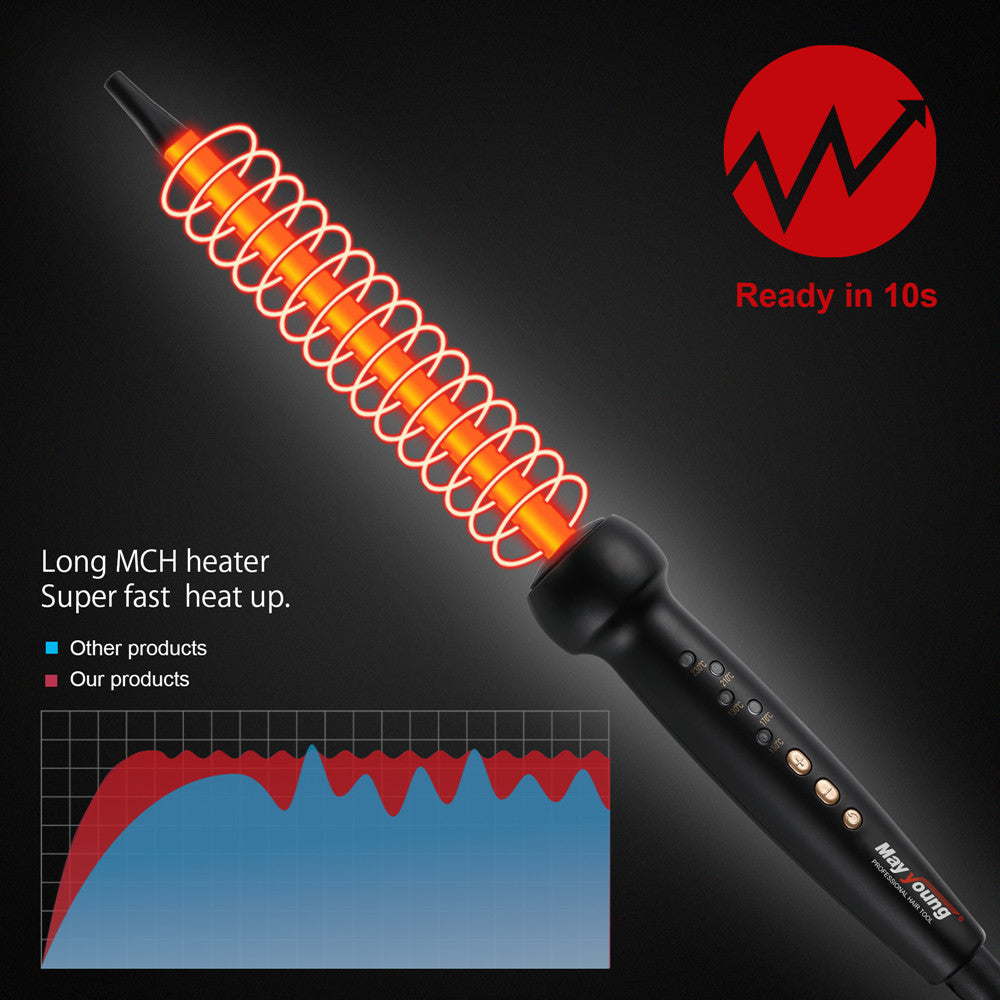 Baguette de Curling 9mm Super Fin MCH à Bouclettes Serrées pour Cheveux Afro