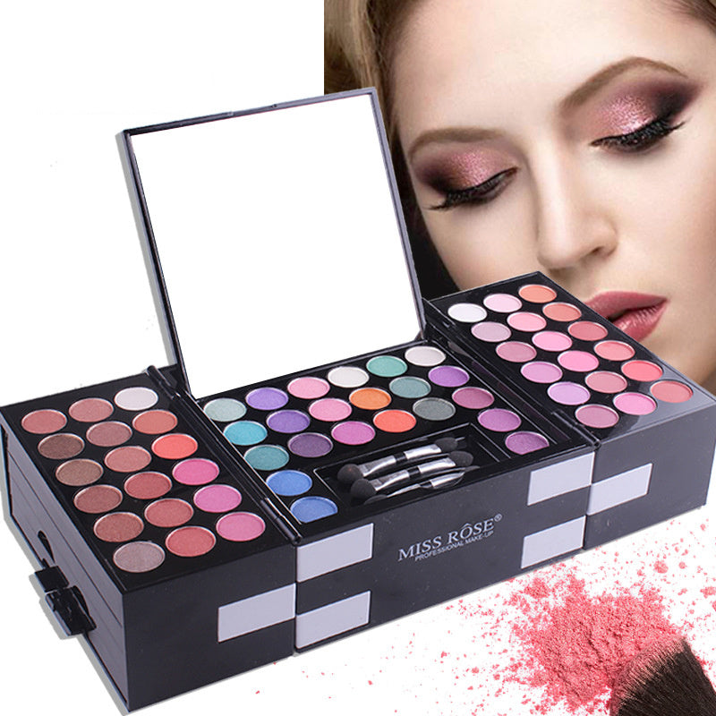 Kit de Maquillage MISS ROSE 144 Couleurs 3-en-1 (Fards à Paupières, Fard à Joues & Sourcils)