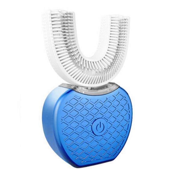 Brosse à dents électrique automatique intelligente 360° – Conception étanche en forme de U avec blanchiment par lumière bleue et recharge USB