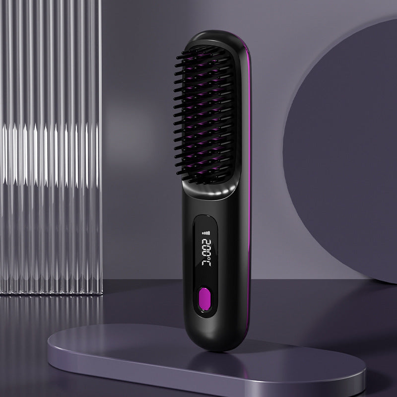 Peigne électrique portable chauffant en céramique avec écran LCD et chargement USB