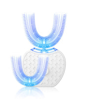 Brosse à dents électrique automatique intelligente 360° – Conception étanche en forme de U avec blanchiment par lumière bleue et recharge USB