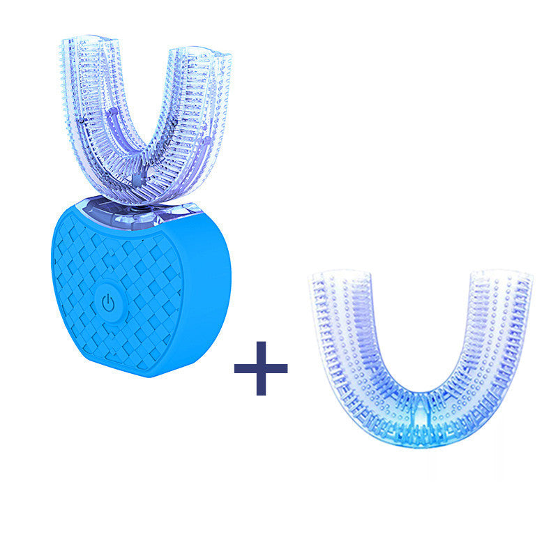 Brosse à dents électrique automatique intelligente 360° – Conception étanche en forme de U avec blanchiment par lumière bleue et recharge USB