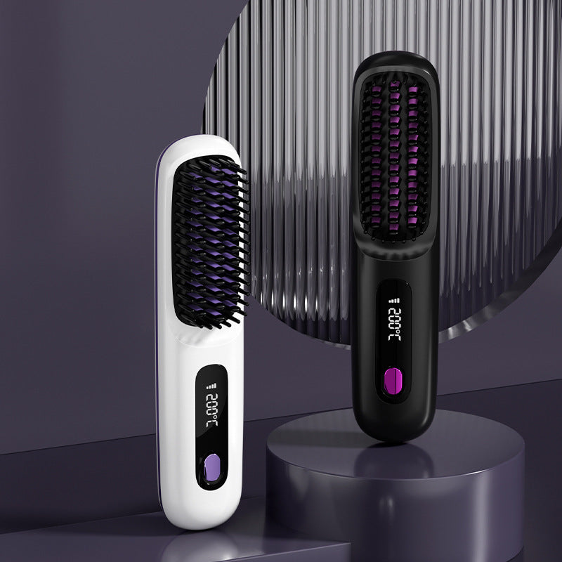 Peigne électrique portable chauffant en céramique avec écran LCD et chargement USB