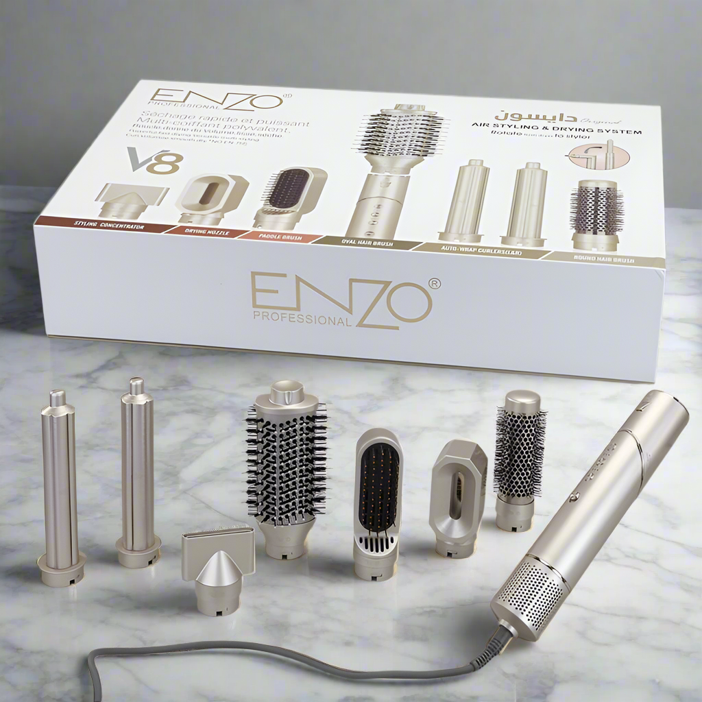 7 en 1 - Peigne Lisseur, Styler à Air Chaud Tout-en-Un, Sèche-Cheveux et Brosse à Boucler