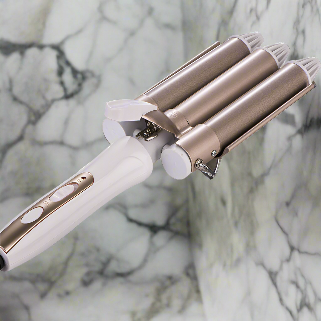Triple barrel curling iron with water wave effect