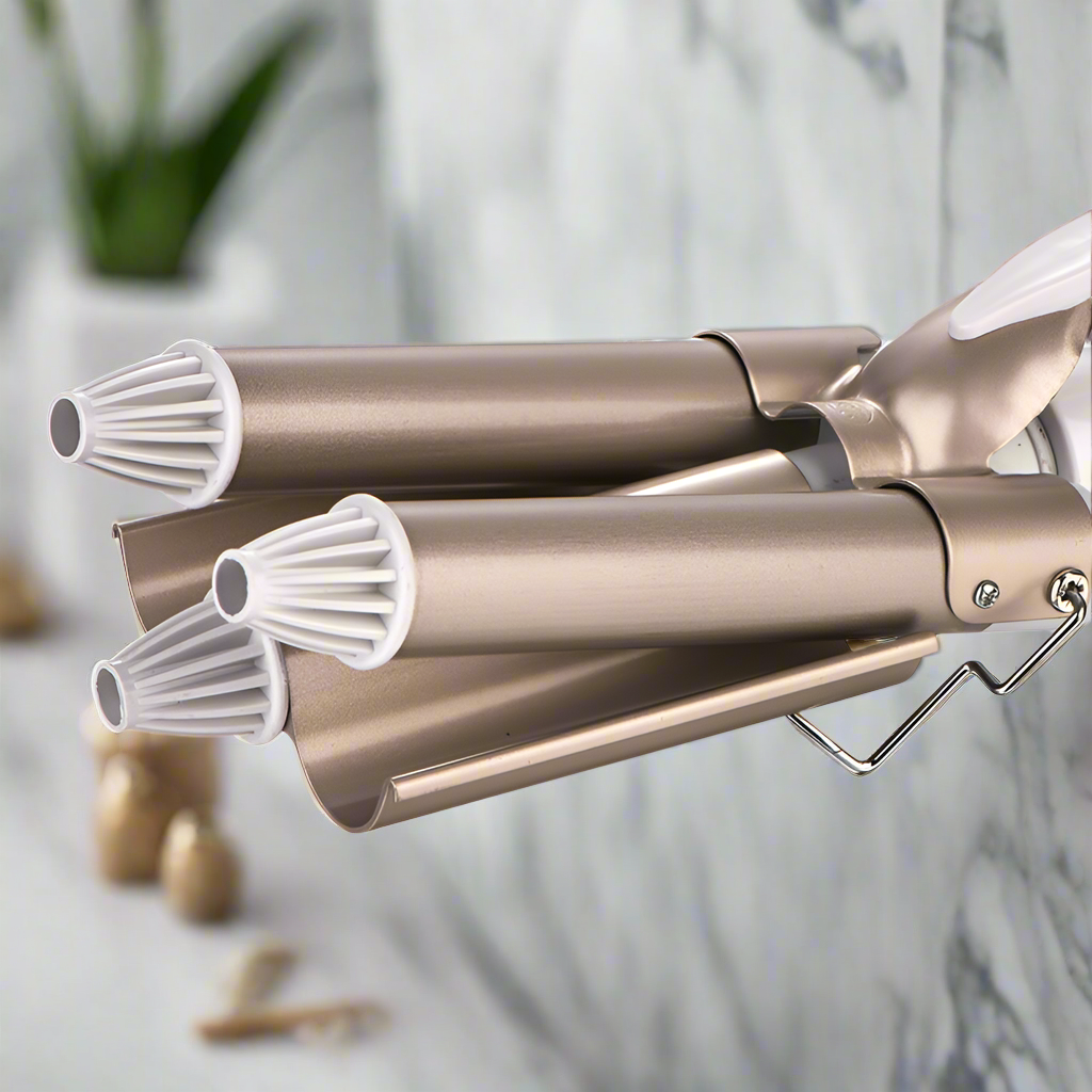 Triple barrel curling iron with water wave effect