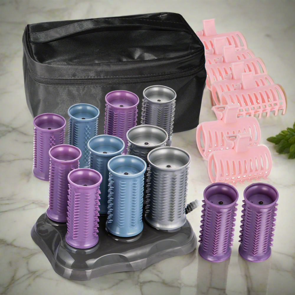 Nouveau Set Électrique de Bigoudis avec Sac de Transport – 12 Rouleaux