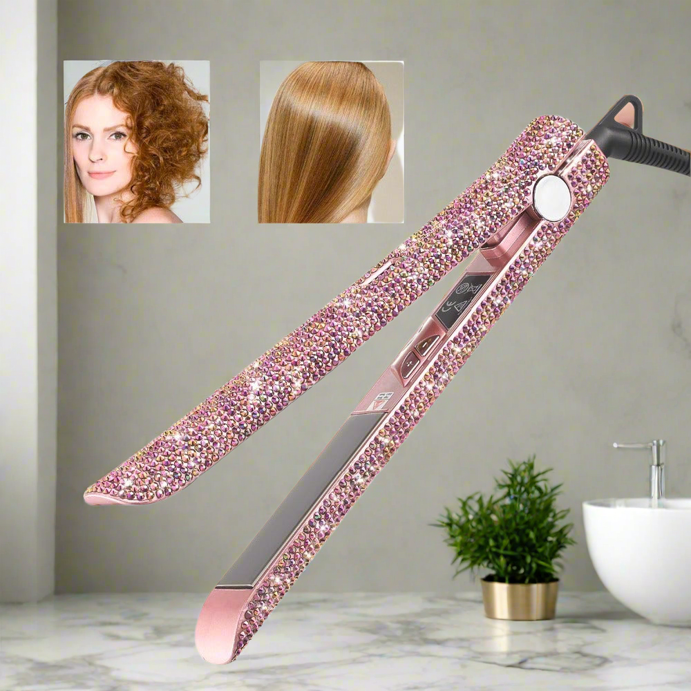 Fer à lisser professionnel pailleté pour cheveux avec plaque en titane