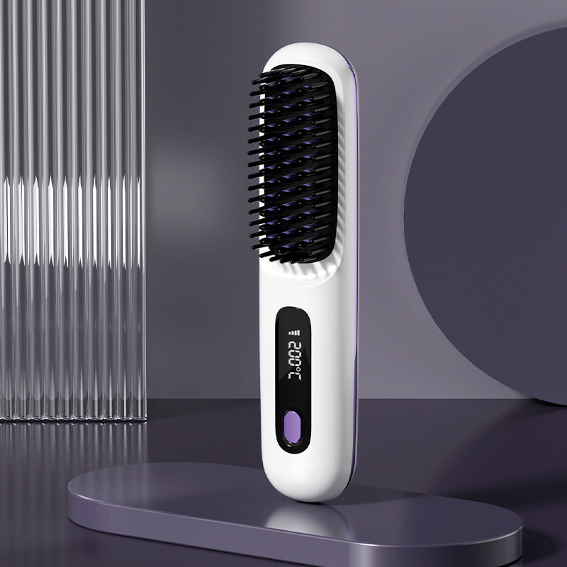 Peigne électrique portable chauffant en céramique avec écran LCD et chargement USB