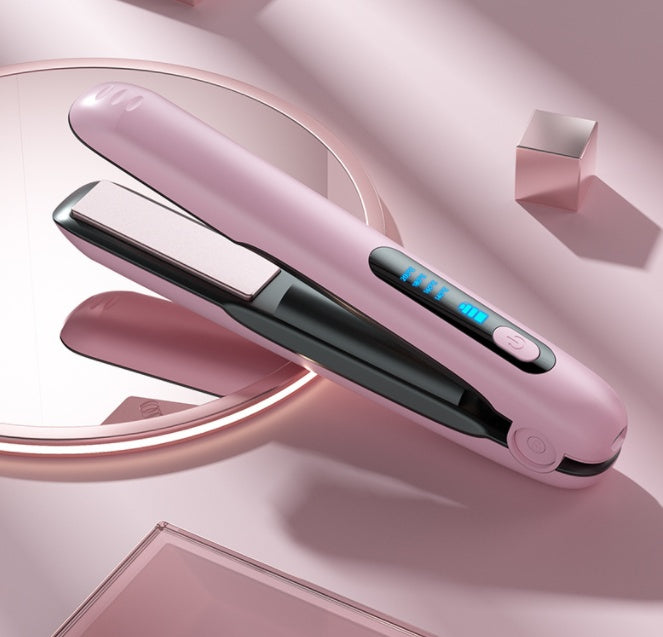 Lisseur et Boucleur Sans Fil Mini 2 en 1 - Fer à Lisser avec Batterie 5000 mAh Rechargeable par USB
